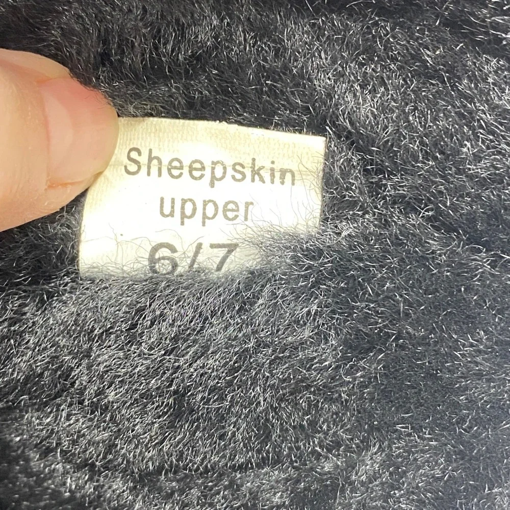 UGG Australia Black‎ Suede Sheepskin Boots Sherpa Lace Up Women Size 7